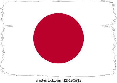 Japan vector grunge brush stroke with  national flag and contour map. 