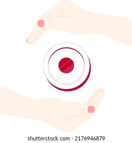 Japan vector hand drawn flag, Japanese yen
