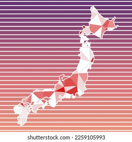 Japan, Vektorgrafik. Japan Design auf Farbverlauf-Streifen Hintergrund. Technologie, Internet, Netzwerk, Telekommunikationskonzept. Lebhafte Vektorgrafik.