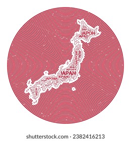 Japan Vector Image. Country round logo design. Japan poster in circular arcs and wordcloud style. Vibrant vector illustration.