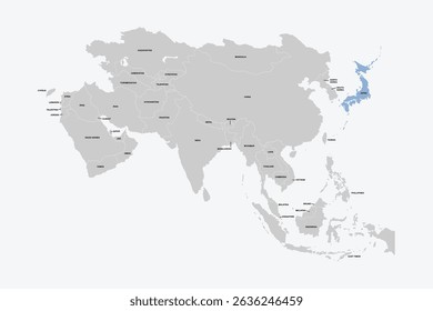 Japan vector map, Asia map Silhouette isolated on white background. for website layouts, background,education,travel worldwide, map silhouette and earth geography