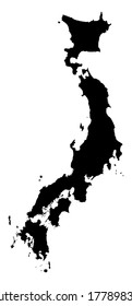 Japan vector map silhouette isolated on white background. high detailed. Japan map silhouette. 