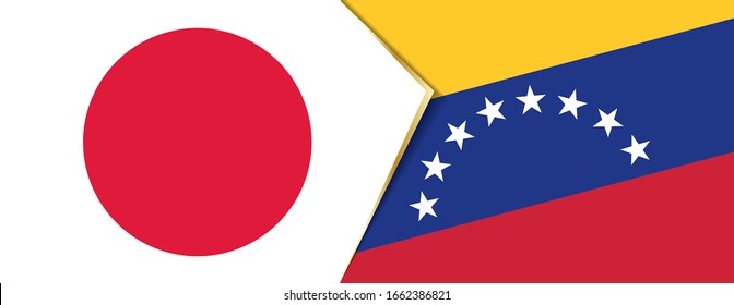 Japan und Venezuela Flaggen, zwei Vektorillustrationen Flaggen Symbol für Beziehung oder Konfrontation.