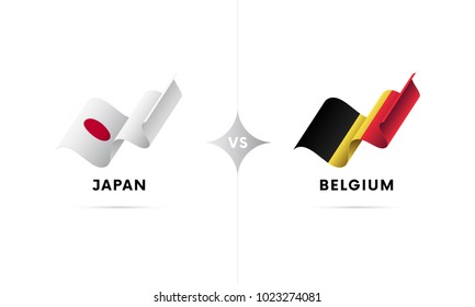 Japan versus Belgium. Football. Vector illustration.