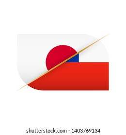 Japan versus Chile, two vector flags icon for sport competition.