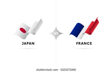 Japan versus France. Football. Vector illustration.
