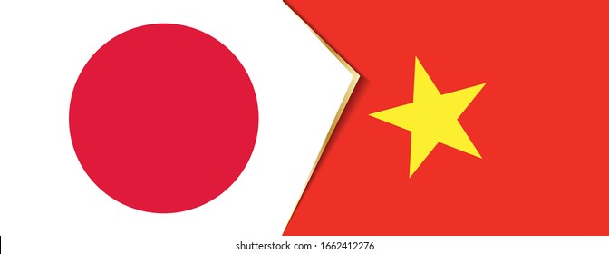 Banderas de Japón y Vietnam, dos banderas vectoriales símbolo de relación o confrontación.