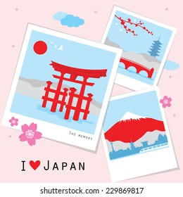 Japan View Travel Photo Frame Memory Vector 