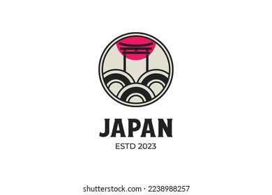 japan vintage logo with sea and torii ornament
