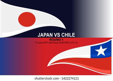 Japan vs Chile, 17 June 2019, Football Match ,Vector illustration