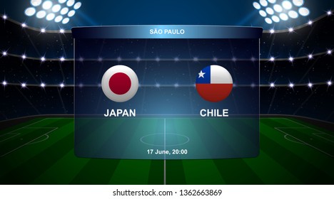 Japan vs Chile football scoreboard broadcast graphic soccer template