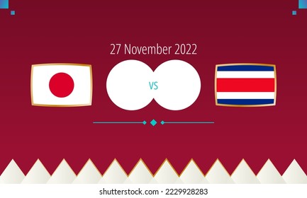 Japan vs Costa Rica football match, international soccer competition 2022. Versus icon.