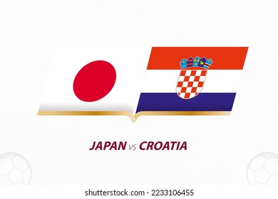 Japan vs Croatia in Football Competition, Round of 16. Versus icon on Football background. Sport vector icon.