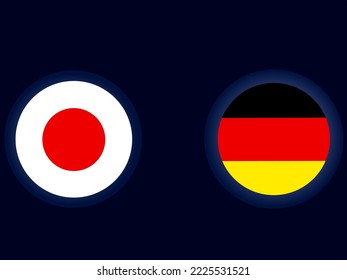 japan vs germany flag logo in world cup, vector illustration
