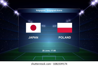 Japan vs Poland football scoreboard broadcast graphic soccer template