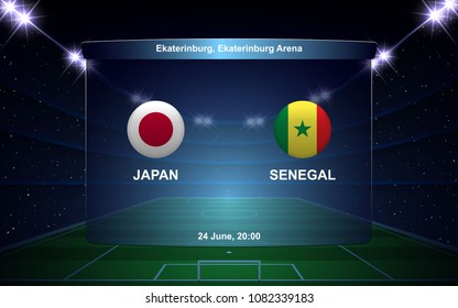 Japan vs Senegal football scoreboard broadcast graphic soccer template