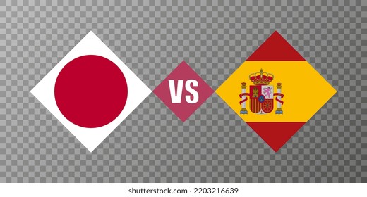 Japan vs Spain flag concept. Vector illustration.