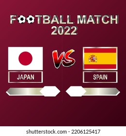 Japan vs Spain football competition 2022 template background vector for schedule, result match