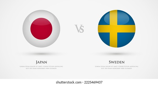 Japan vs Sweden country flags template. The concept for game, competition, relations, friendship, cooperation, versus.