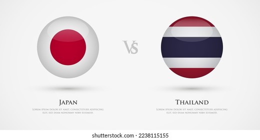 Japan vs Thailand country flags template. The concept for game, competition, relations, friendship, cooperation, versus.