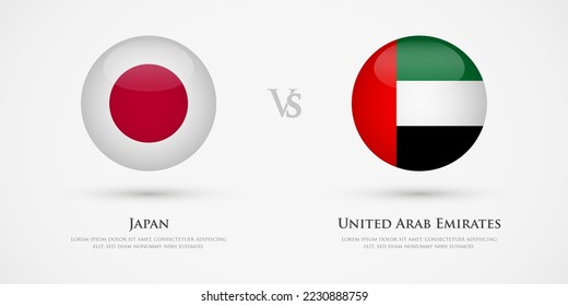 Japan vs United Arab Emirates country flags template. The concept for game, competition, relations, friendship, cooperation, versus.