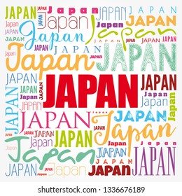 Japan wallpaper word cloud, travel concept background