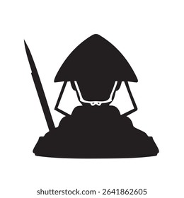 Japan Warring States period foot soldier monochrome icon illustration 