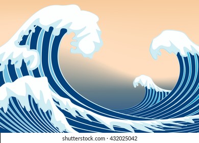 japan wave graphic vector