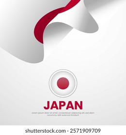 japan waving flag on white background square banner post template for independence day