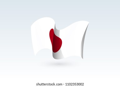 Japan waving flag vector icon, national symbol. Flag of Japan, fluttered in the wind - vector illustration isolated on white background.