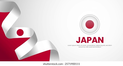 Japan waving ribbon flag for national day and japan independence day banner background design with blank space area