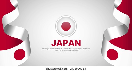 Japan waving ribbon flag for national day and japan independence day banner background design with blank space area