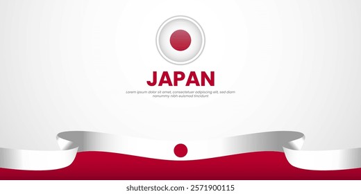 Japan waving ribbon flag for national day and japan independence day banner background design with blank space area