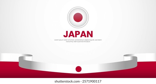 Japan waving ribbon flag for national day and japan independence day banner background design with blank space area