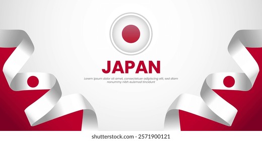 Japan waving ribbon flag for national day and japan independence day banner background design with blank space area