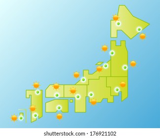 Japan Weather Map Vector Illustration Stock Vector Royalty Free