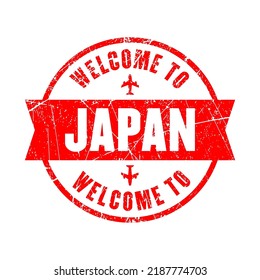 Japan. Welcome to Japan stamp isoalted background