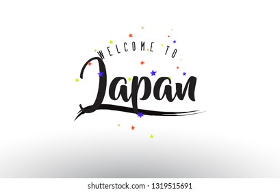 Japan Welcome to Text with Colorful Balloons and Stars Design Vector Illustration.