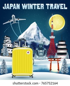 japan winter season flight travel with landmark 