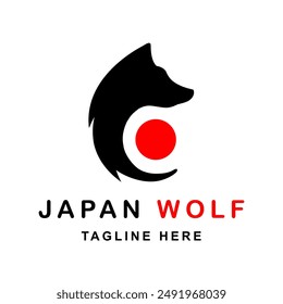 Japan Wolf Logo. Vektorgrafik-Silhouetten-Logo für Ihr brandes. Logo-Design für Ihren Firmennamen hier