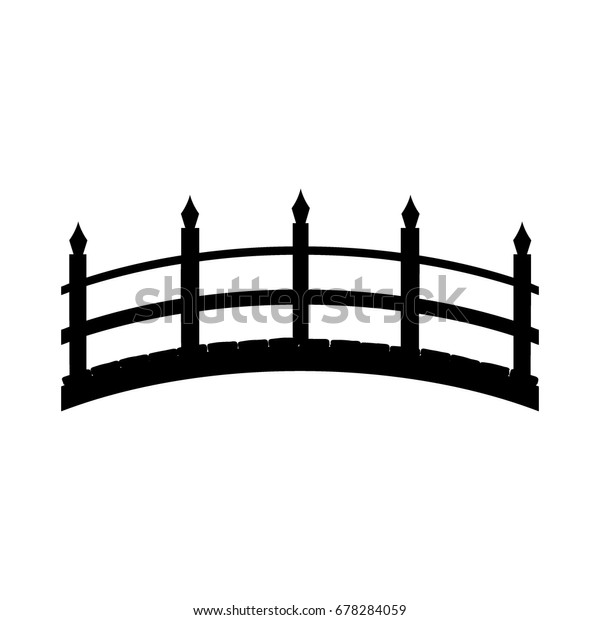 Japan Wooden Bridge Silhouette Vector Illustration Stock Vector 