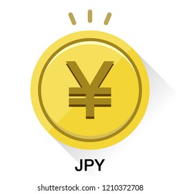 Japan yen JPY money. Gold coin Vector illustration image