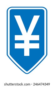 Japan yen symbol button on white background. Vector illustration.