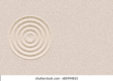 Japan Zen Garden design layout background vector with copy space. Geometric ripples and sand texture.
