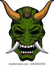 Japanase Oni Mask Vector Illustration