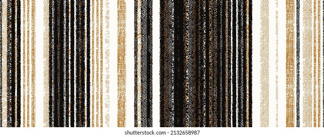 Japandi Earthy Neutral Colors Modern  Abstract Woven Linen Cloth Vector Seamless Repeat  Farmhouse Style Stripes Texture  Pattern Background. Line Striped Weave Fabric For Kitchen Towel, Tablecloth