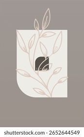 Japandi Wandkunst Design Wandkunst mit Blume. Botanisch japandi Wanddekor