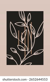 Japandi Wandkunst Design Wandkunst mit Blume. Botanisch japandi Wanddekor