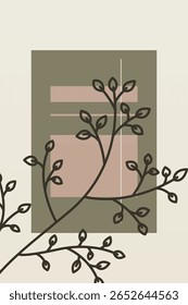 Japandi Wandkunst Design Wandkunst mit Blume. Botanisch japandi Wanddekor