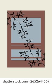 Japandi Wandkunst Design Wandkunst mit Blume. Botanisch japandi Wanddekor